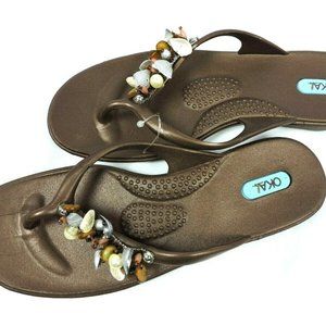 Oka B Sandals M / L Shell Brown Bronze Flip Flop